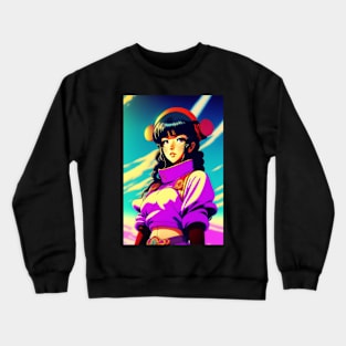 Cute Japanese girl anime,Vintage 90's anime style. Crewneck Sweatshirt